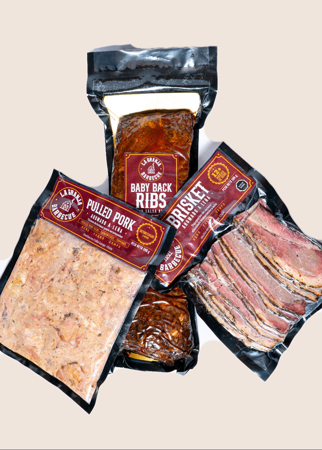 Pack Brisket, Baby Ribs + Pulled Pork 12% Descuento.